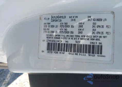 2002 Dodge Ram 1500 St from USA, damaged, VIN 1D7HA18ZX2J144134